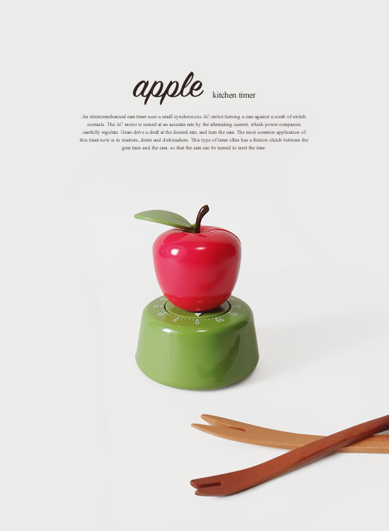 りんごの形のかわいいキッチンタイマー - Image