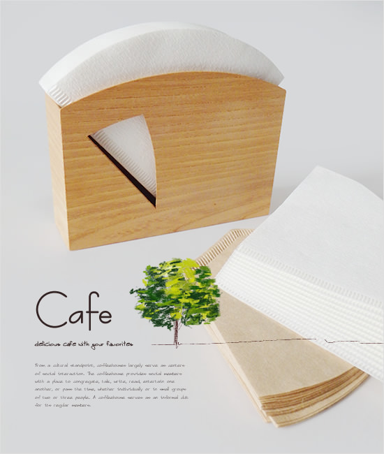 木のコーヒーフィルタースタンド - Image