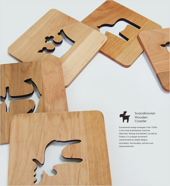 北欧 スエーデン産の木製コースター - Image