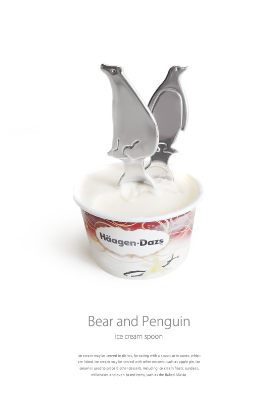 アイスクリームスプーン シロクマとペンギン - Image
