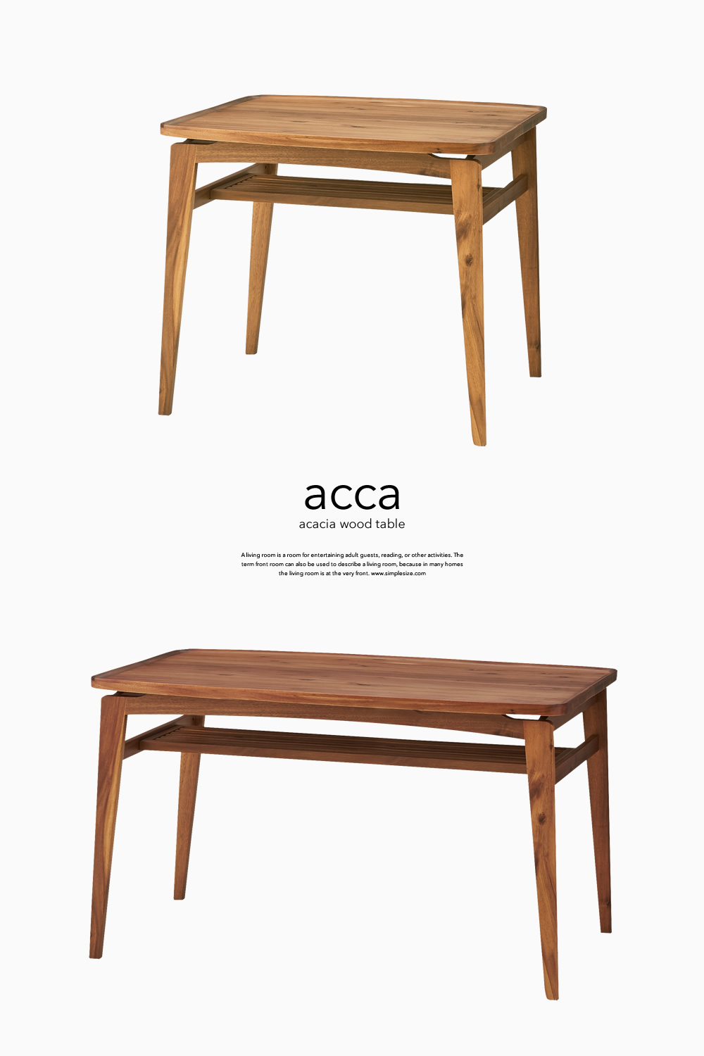 北欧風デザインのアカシアダイニングテーブル - Image