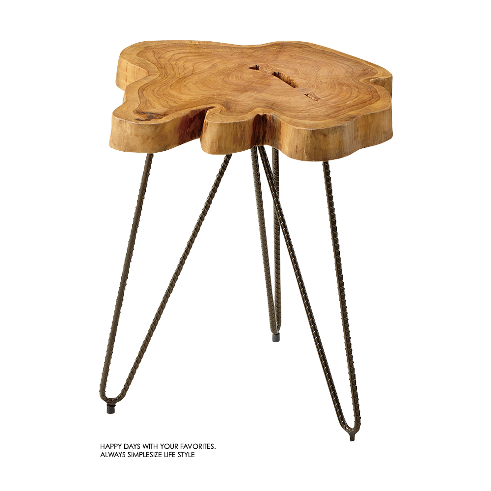 無垢材とスチールのサイドテーブル - Image