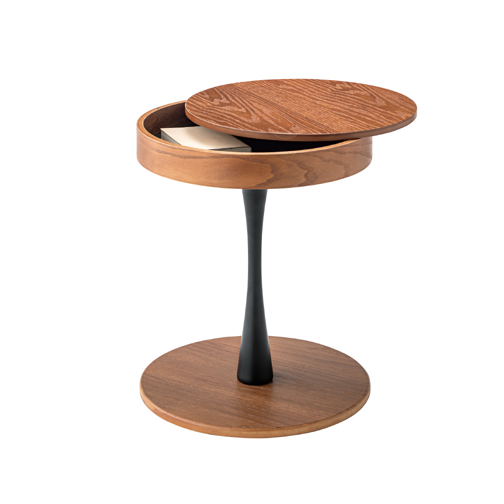 収納スペースが付いた木製サイドテーブル - Image