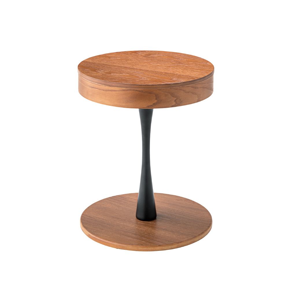 収納スペースが付いた木製サイドテーブル - Image
