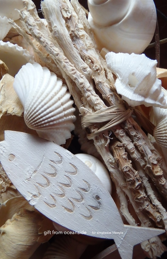 貝殻がたくさん入った おしゃれなインテリアバスケット - Image