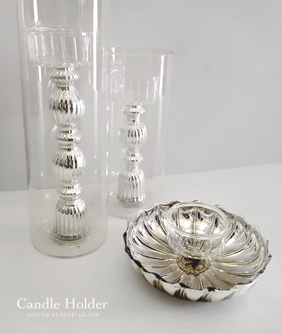 シルバープレートグラス キャンドルホルダー - Image
