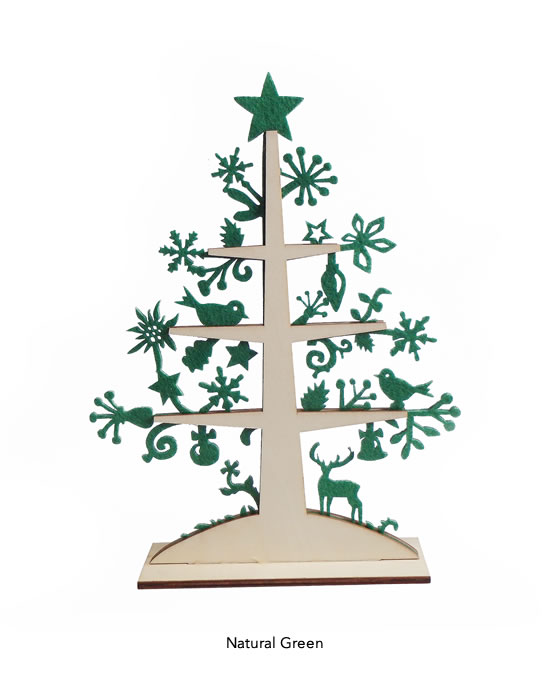 北欧風フェルトとウッドプレートのナチュラルクリスマスツリー - Image