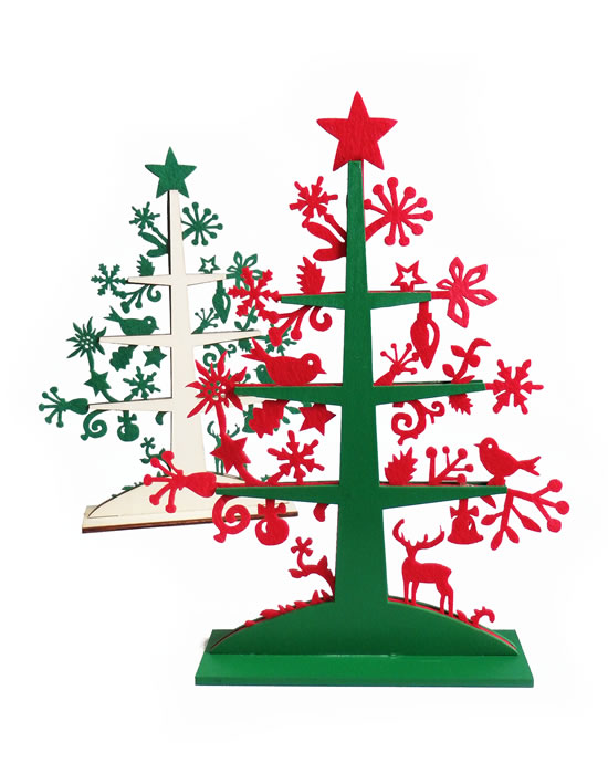 北欧風フェルトとウッドプレートのナチュラルクリスマスツリー - Image