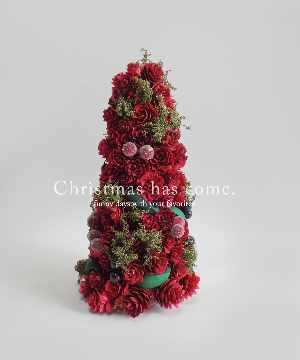 テーブルの上のクリスマスツリー・フレンチレッド - Image